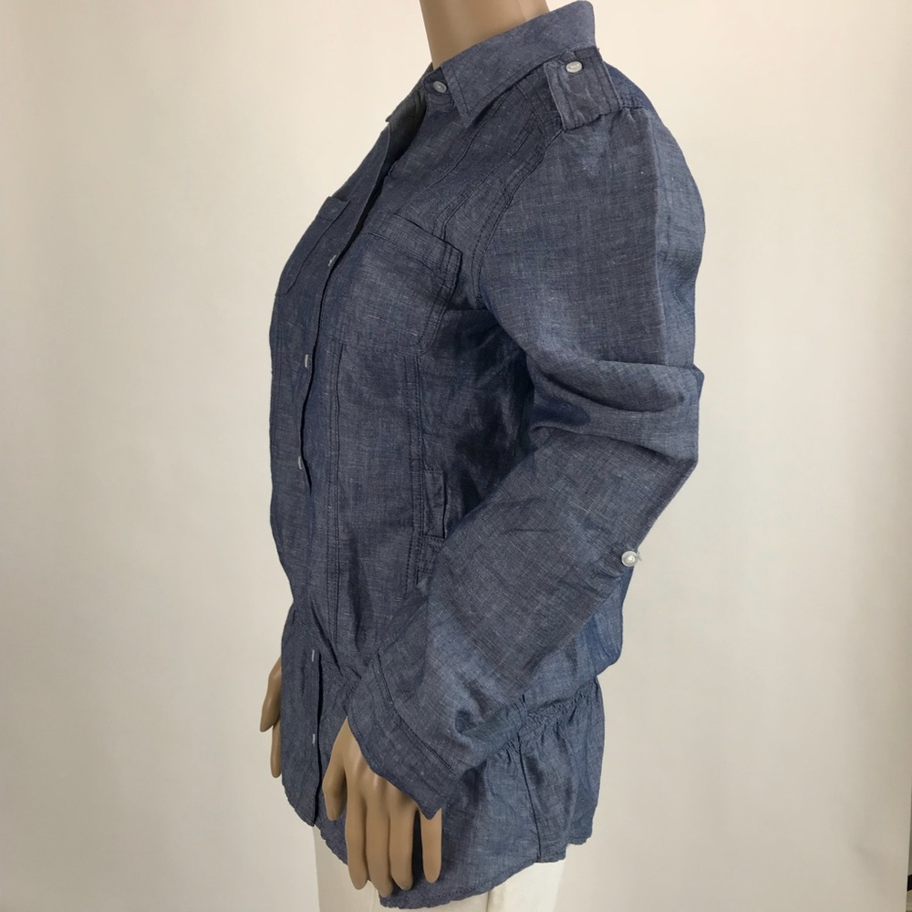 Chico’s Lightweight Linen Denim  Blouse Women’s 0